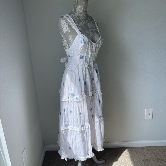 Free People Daisy Chain Midi Dress in Neutral Combo - Picture 9 of 12